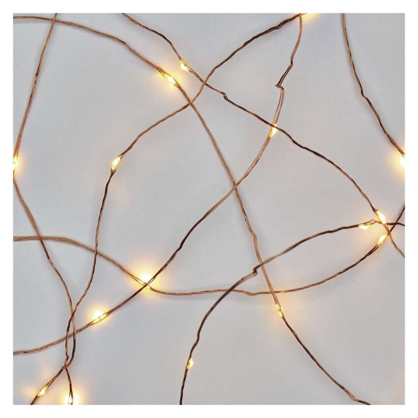 LED kalėdinė nano girlianda varinė, 4 m, lauko ir vidaus, šiltai balta, laikmatis