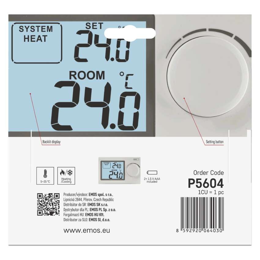 Sobni mehanski žični termostat P5604