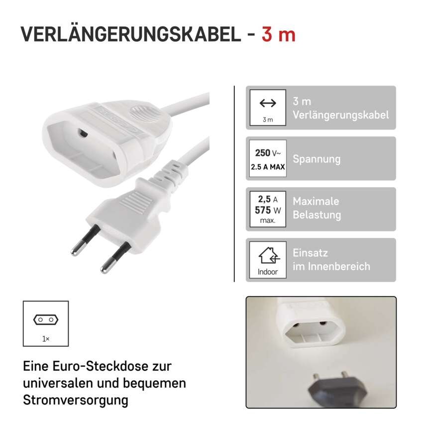 Verlängerungskabel – 3m, weiss