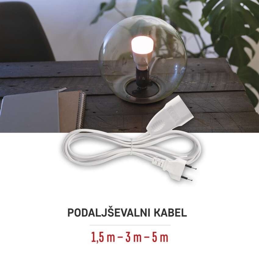 Podaljšek 3 m / 1 vtičnica / beli / PVC / 0,75 mm2
