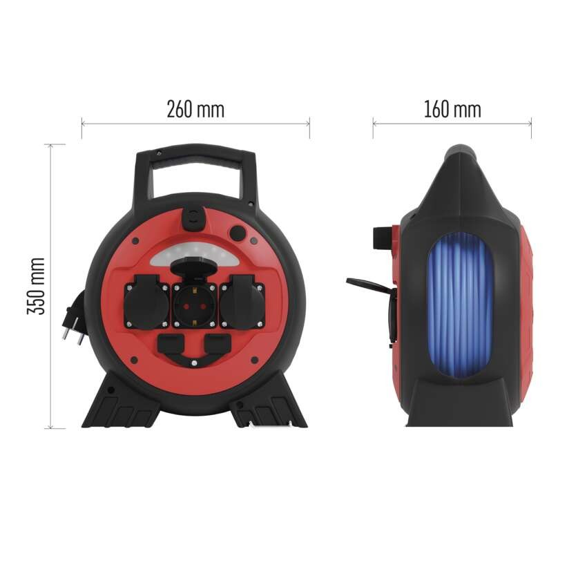 Wetterfeste Kabeltrommel 20 m / 3 Steckdosen / blau / PVC / 230 V / 1,5 mm2