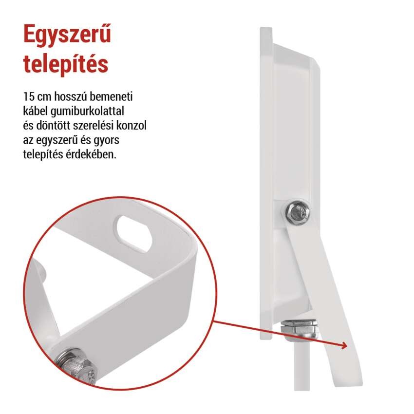 LED reflektor SIMPO 50W, fehér, IP65, 5000 lm, természetes fehér