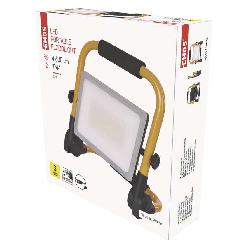 LED prožektors ILIO, pārnēsājams, 51 W, melns/dzeltens, neitrāli balts