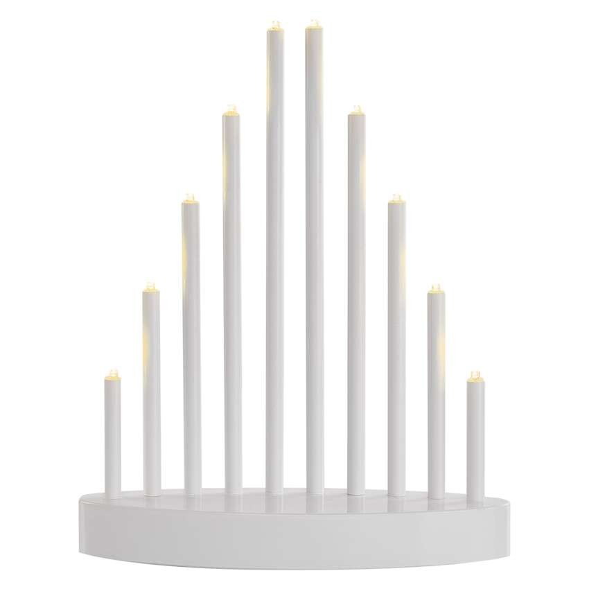 LED svečturis, balts, 24,5 cm, 3x AA, lietošanai iekštelpās, silti balts, ar taimeru