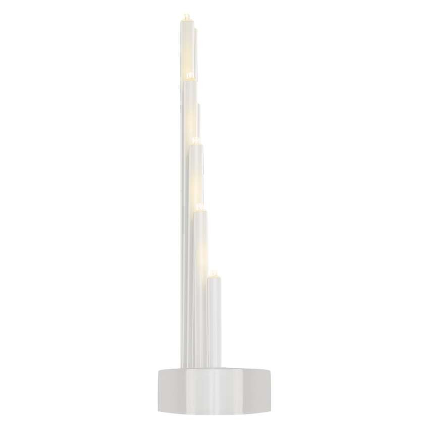 LED svečturis, balts, 24,5 cm, 3x AA, lietošanai iekštelpās, silti balts, ar taimeru