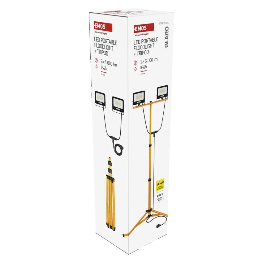 LED prožektors GLARO, 2×30W + statīvs, sarkans, neitrāli balts