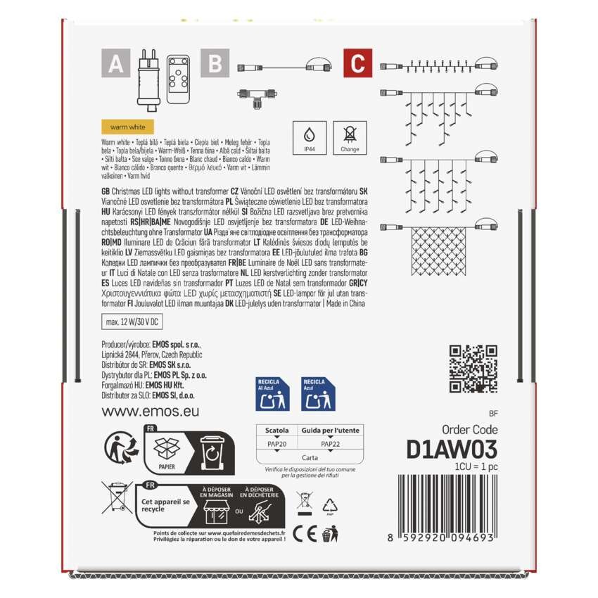 Standard LED spojovací vánoční řetěz, 10 m, venkovní i vnitřní, teplá bílá