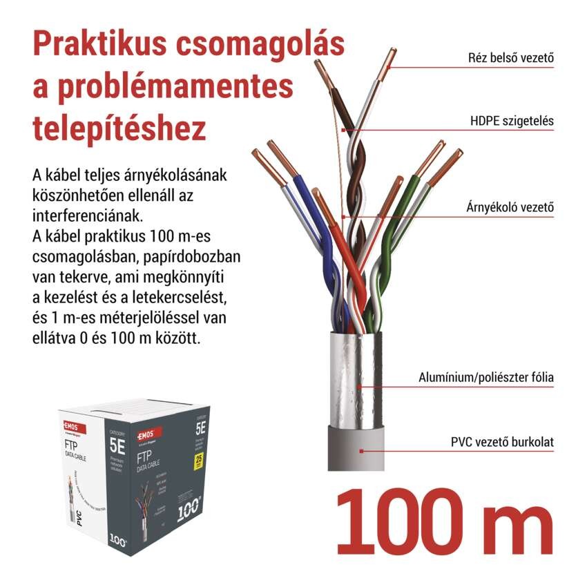 EMOS FTP kábel CAT 5E 100m