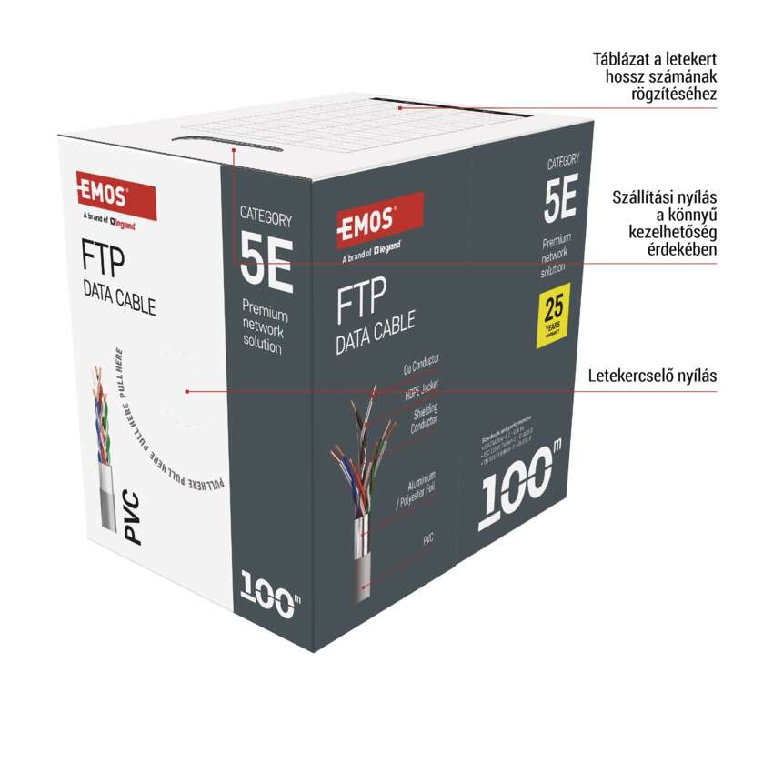 EMOS FTP kábel CAT 5E 100m