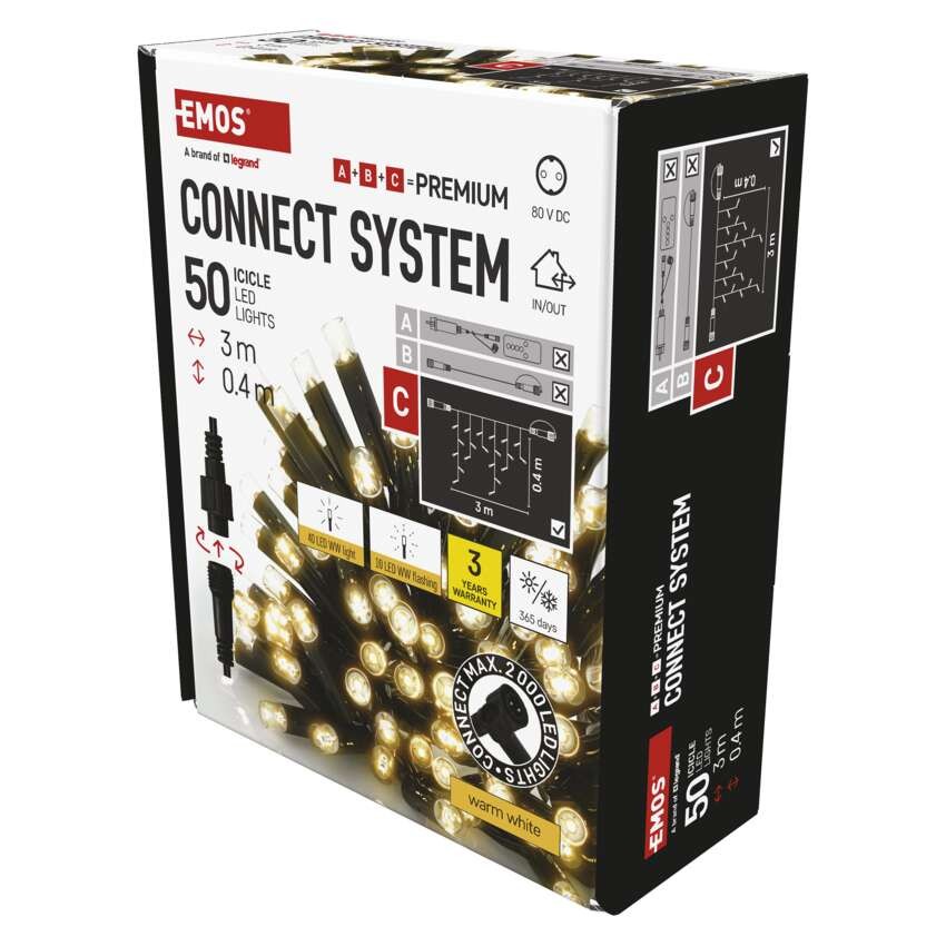 Premium LED povezovalna veriga utripajoča – ledene sveče, 3 m, zun., topla bela