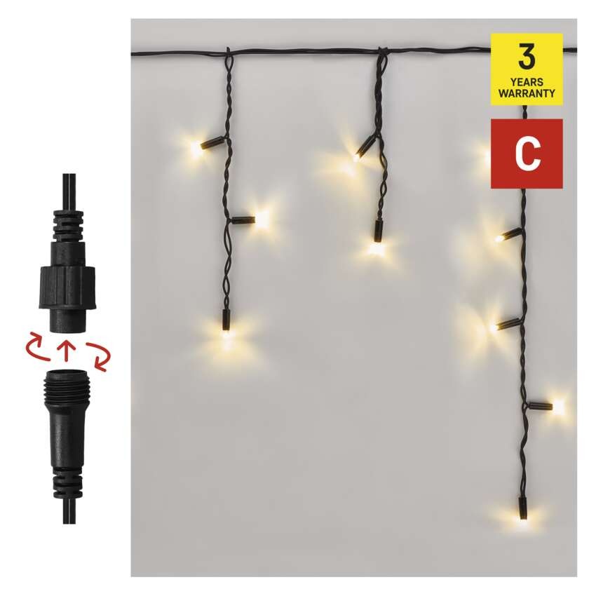 Premium LED povezovalna veriga utripajoča – ledene sveče, 3 m, zun., topla bela