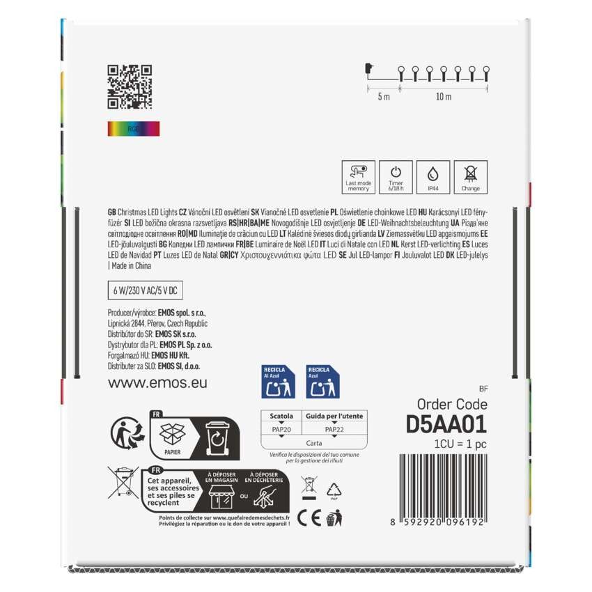 LED božična cherry veriga – kroglice, 10 m, RGB, upravljalnik, programi, časovnik