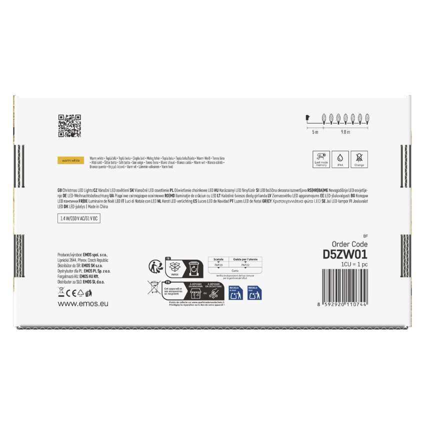 Lampki choinkowe LED Classic Chain, szyszki, 50 LED 9,8m, ciepła biel, zielony, IP44