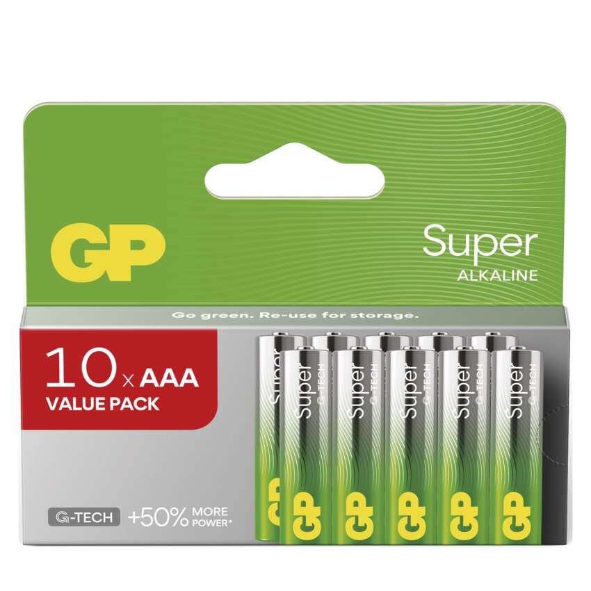Alkalická batéria GP Super LR03 (AAA), 10 ks