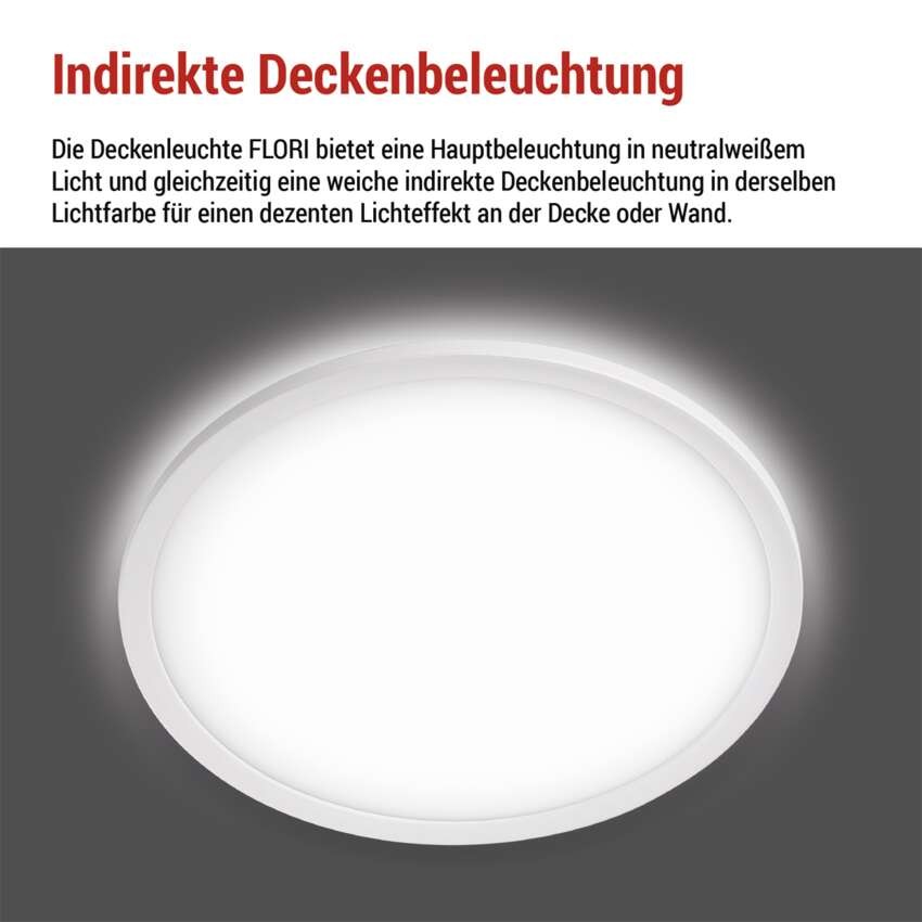 LED-Anbauleuchte FLORI rund, weiß, 22W, neutralweiß
