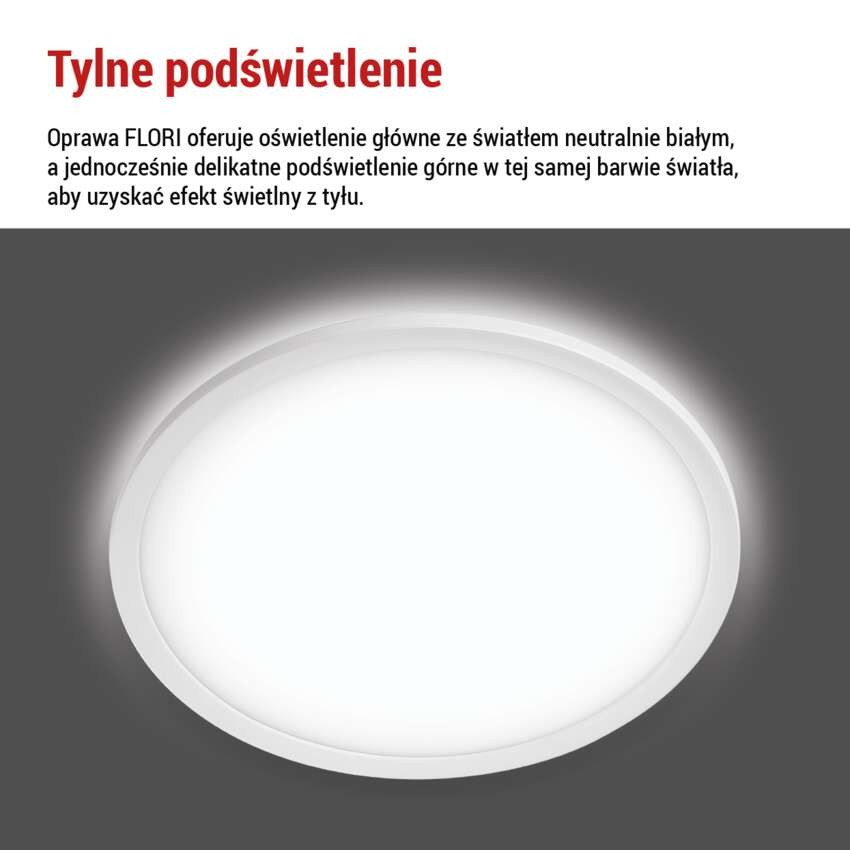 Oprawa LED FLORI okrągła, biała, 22W, neutralna biel