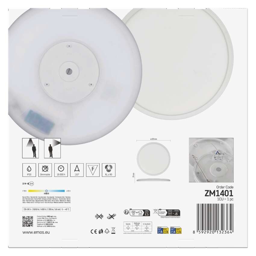 LED přisazené svítidlo FLORI kruhové, bílé, 22W, neutrální bílá