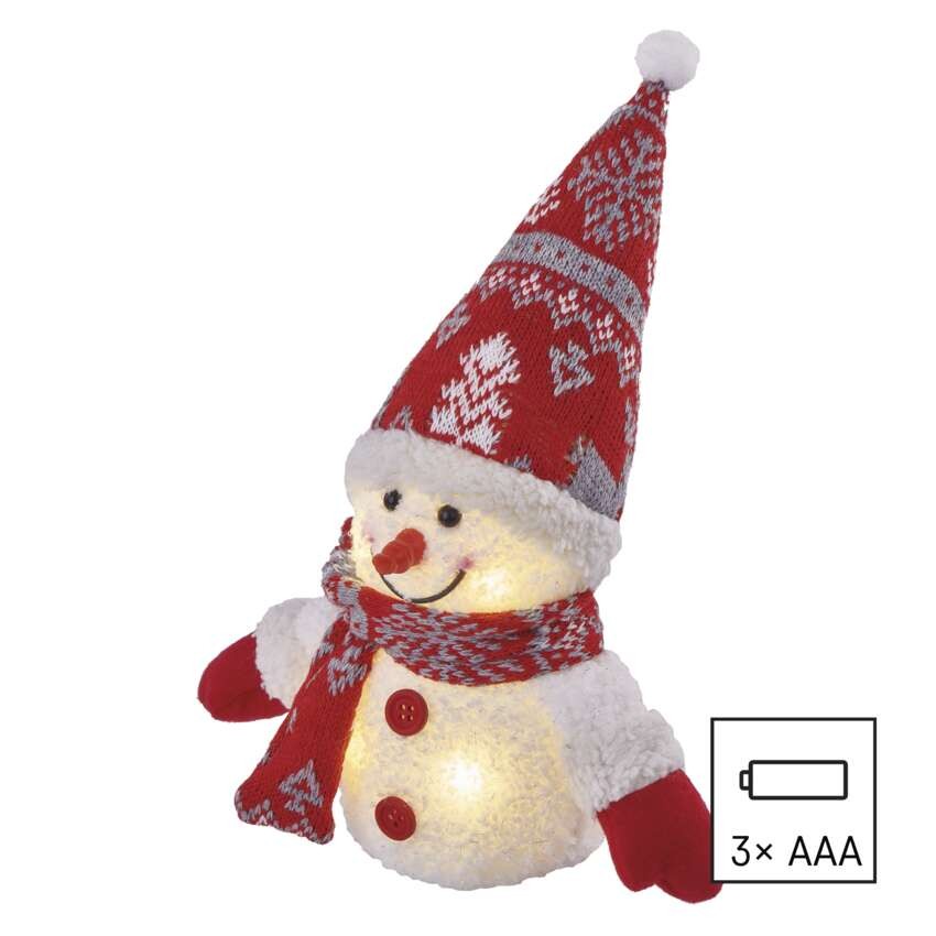 LED leuchtender Weihnachts-Schneemann, 25 cm, 3x AAA, Innen, warmweiss