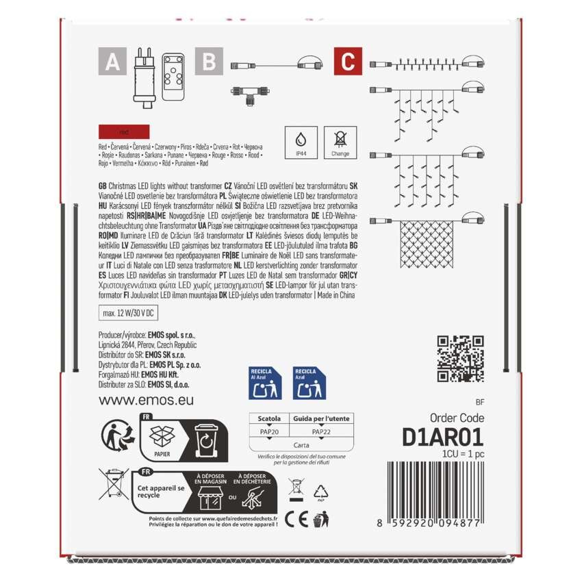 Standartinė LED jungiamoji girlianda, 10 m, lauko ir vidaus, raudona