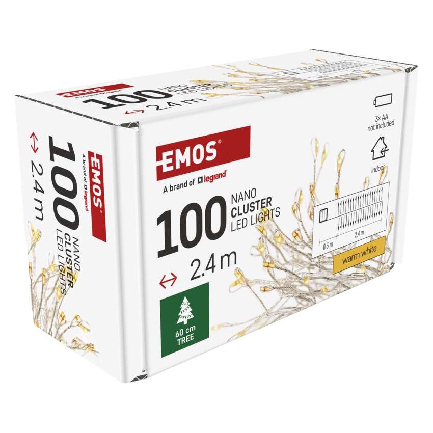 LED kalėdinė nano girlianda – ežiukas, 2,4 m, 3x AA, vidaus, šiltai balta, laikmatis