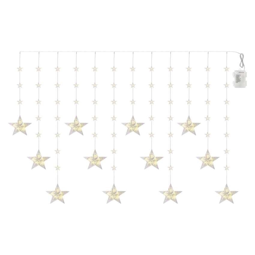LED božična girlanda – zvezde, 1,7 m, 3x AA, za notranjo uporabo, topla bela, časovnik