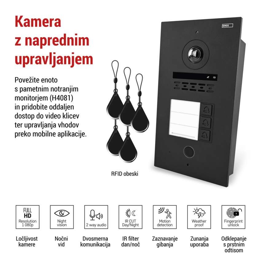 Kamera GoSmart za monitor IP880B 2WIRE in domači video domofon IP-880A 2WIRE, 3 gumbe