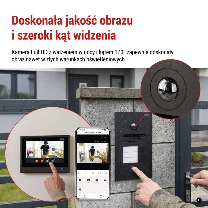 Jednostka kamery GoSmart do monitora IP880B 2WIRE i wideodomofonu IP-880A 2WIRE, 3 przyc.