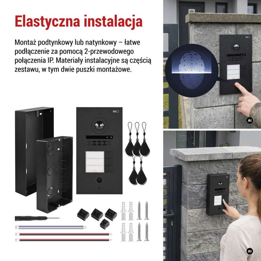 Jednostka kamery GoSmart do monitora IP880B 2WIRE i wideodomofonu IP-880A 2WIRE, 3 przyc.