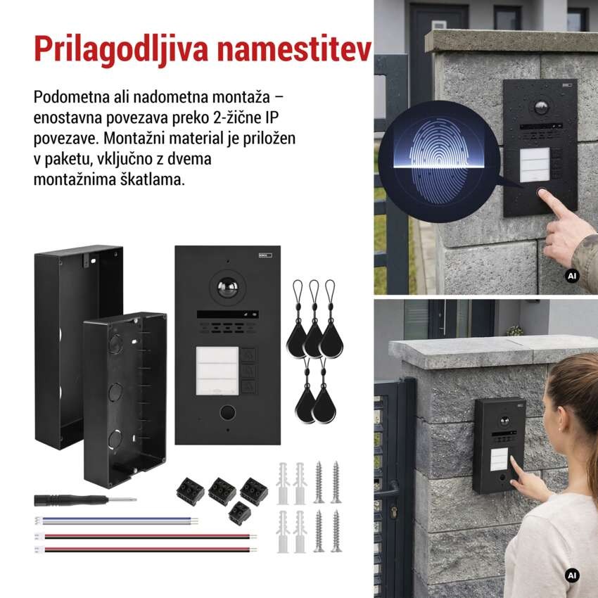 Kamera GoSmart za monitor IP880B 2WIRE in domači video domofon IP-880A 2WIRE, 3 gumbe
