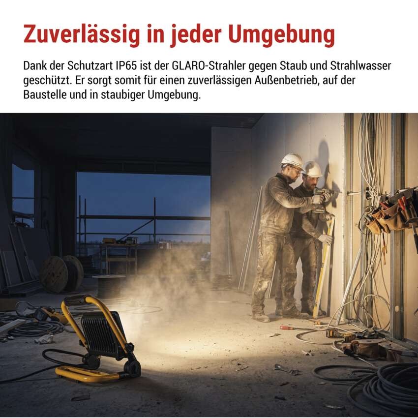 LED-Scheinwerfer GLARO 50 W, gelb-schwarz, IP65, 5000 lm, neutralweiß