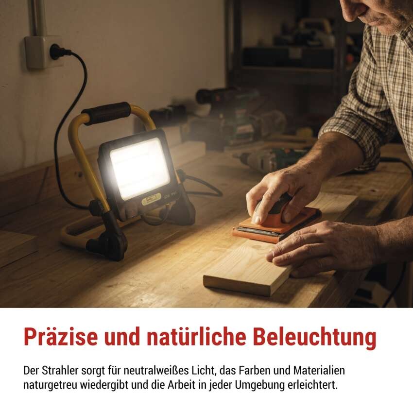 LED-Scheinwerfer GLARO 50 W, gelb-schwarz, IP65, 5000 lm, neutralweiß