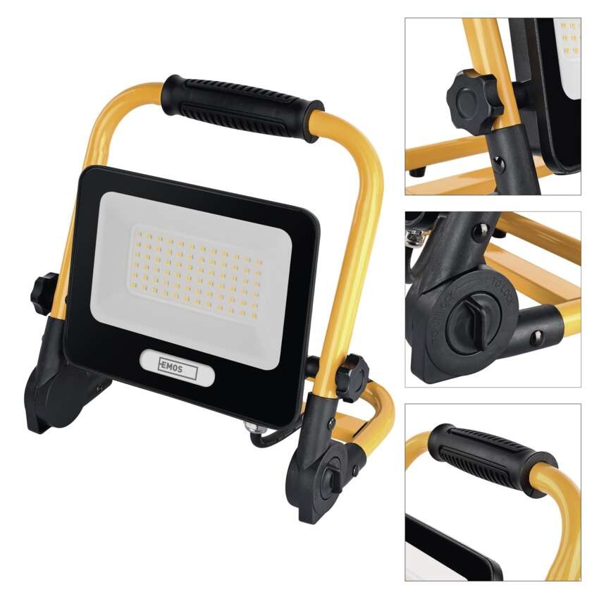 LED prožektorius „GLARO“ 50 W, geltonas ir juodas, IP65, 5000 lm, neutrali balta