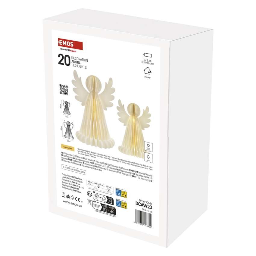 Ziemassvētku papīra eņģeļi ar statīvu, 2 gab., 28/38 cm, iekšējie