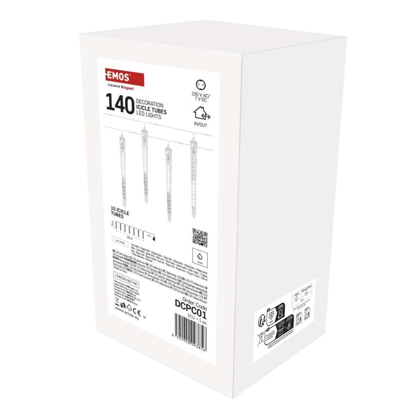 LED Ziemassvētku vītne – 10x lāstekas, 3,6 m, lietošanai ārā un iekštelpās, auksti balta