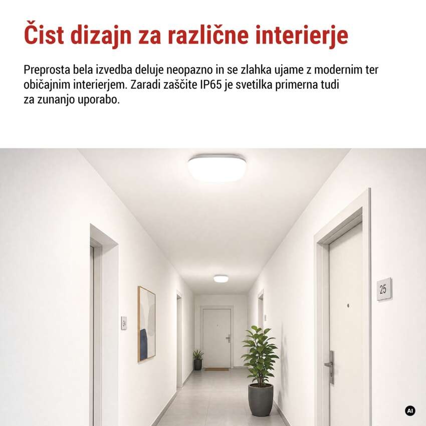 LED stropno svetilo DORI EVO, kvadratne, 24W, IP65, Nevtralna bela