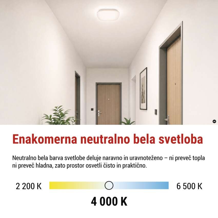 LED stropno svetilo DORI EVO, kvadratne, 24W, IP65, Nevtralna bela