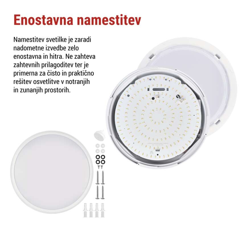 LED stropno svetilo FLERI, okroglo, 20W, IP65, nastavljiva CCT