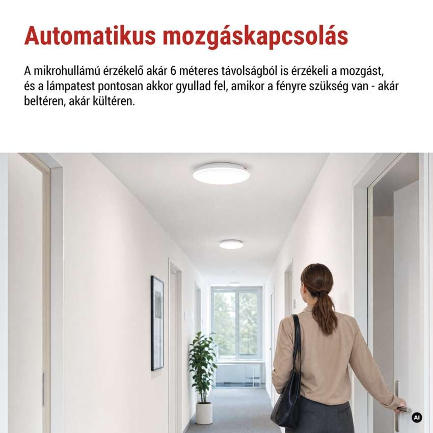 LED mennyezeti lámpatest DORI EVO, MW, kerek, fehér 24W, IP65, Természetes fehér