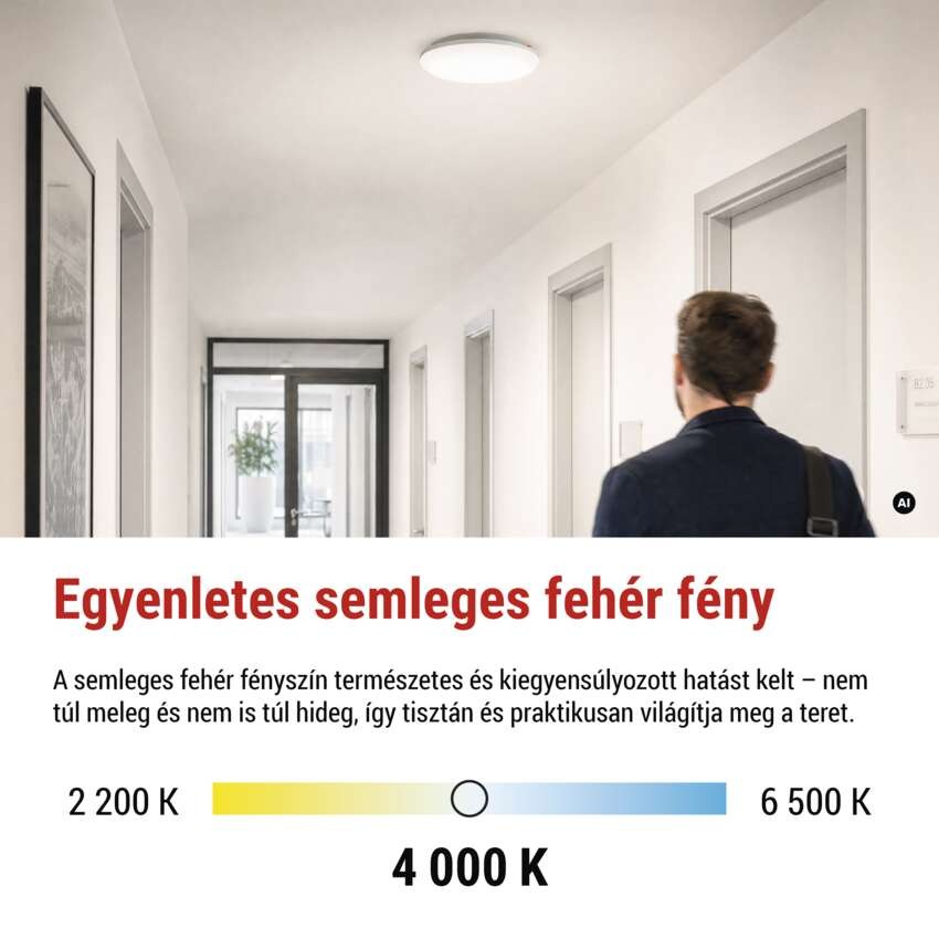 LED mennyezeti lámpatest DORI EVO, MW, kerek, fehér 24W, IP65, Természetes fehér