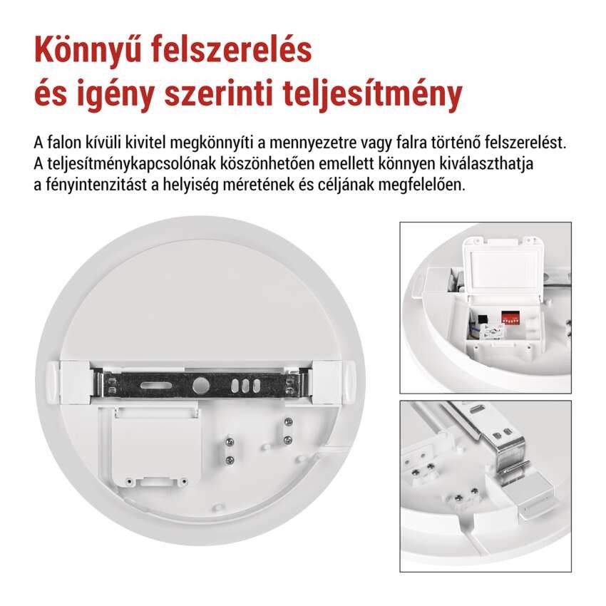 LED mennyezeti lámpatest DORI EVO, MW, kerek, fehér 24W, IP65, Természetes fehér