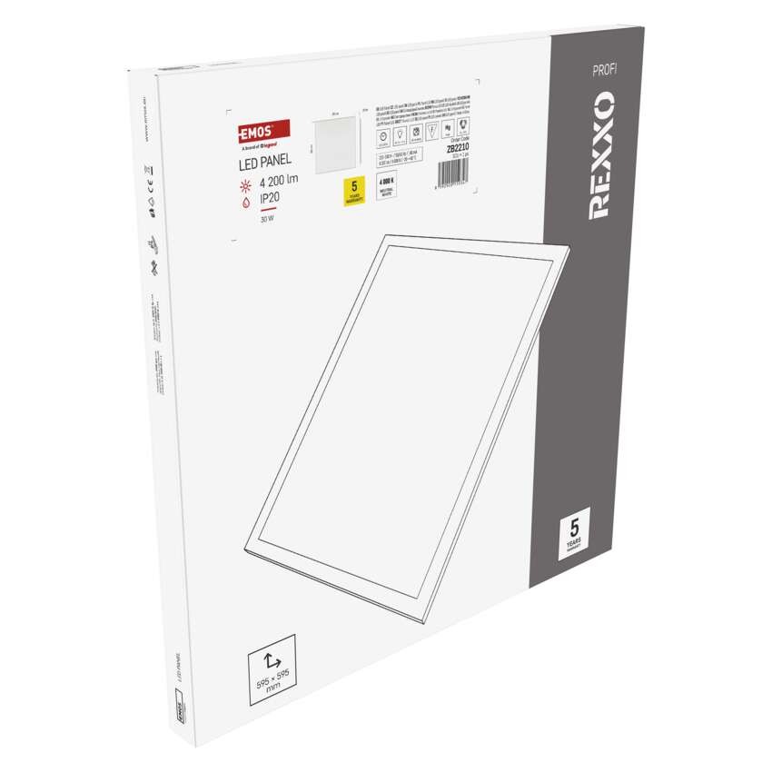 LED panel REXXO backlit 60×60, kvadratni, vgradni, bel, 30W NW