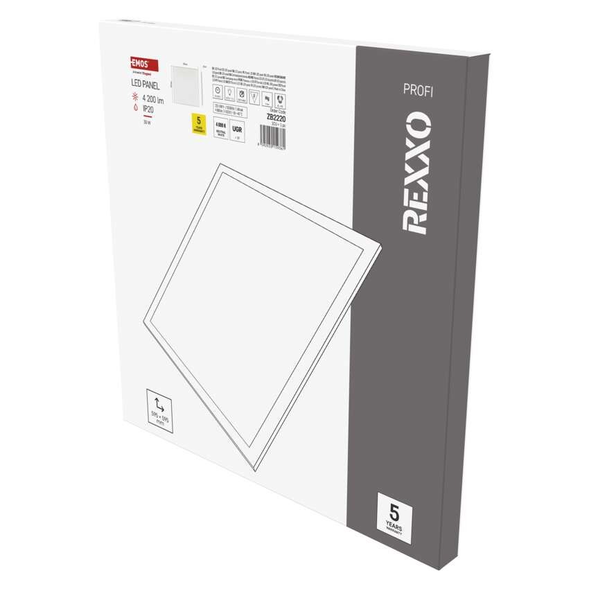 LED panelė REXXO 60×60, kvadratinė, balta, 30W neutrali. b. UGR