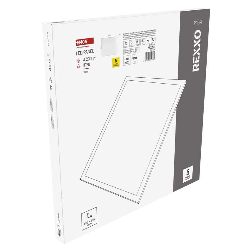 LED panelė REXXO 60×60, kvadratinė, balta, 30W neutrali. b. UGR