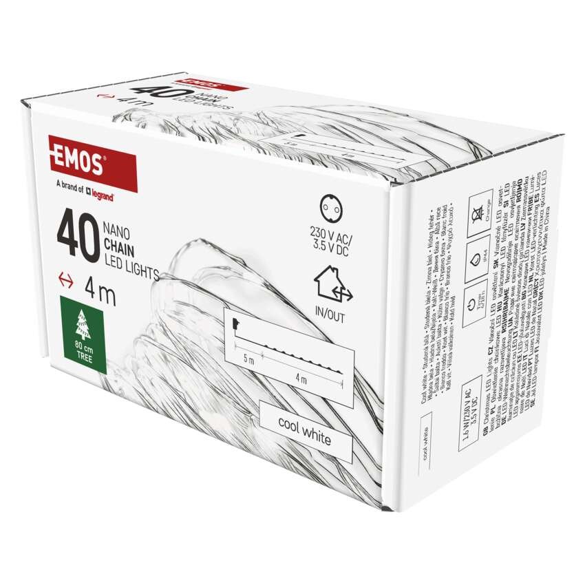 Dekoracje - 40 LED nano łezki 4m ciepła biel, srebrny przewód, IP44 timer