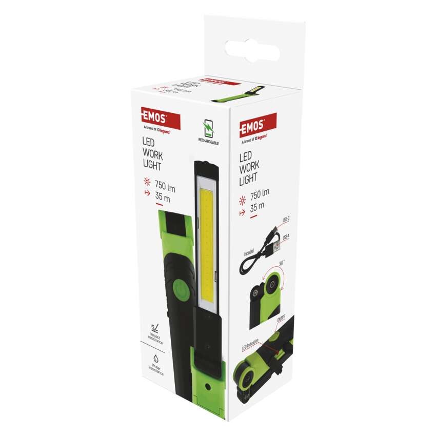 COB LED-Taschenlampe P4540, 750 lm, 2000 mAh, wiederaufladbar