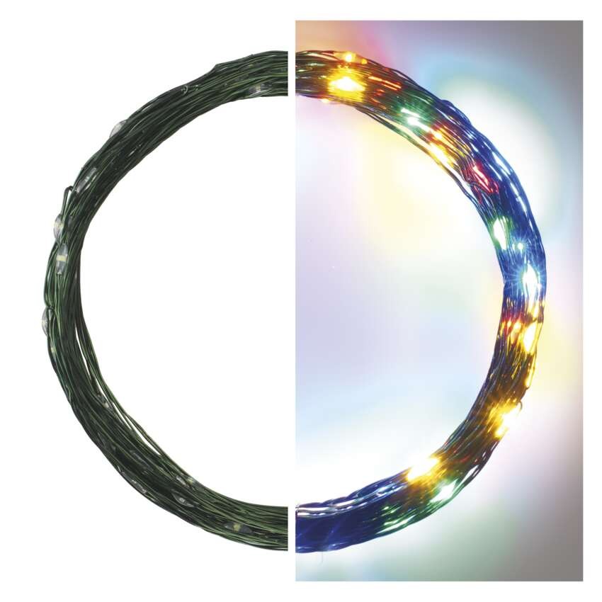 LED Weihnachtliche Nano-Kette grün, 7,5 m, Außen und Innen, Multicolor, Timer
