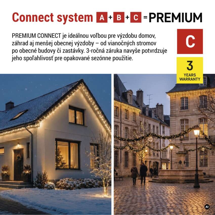 Premium LED spojovacia reťaz biela, 5 m, vonkajšia aj vnútorná, teplá biela