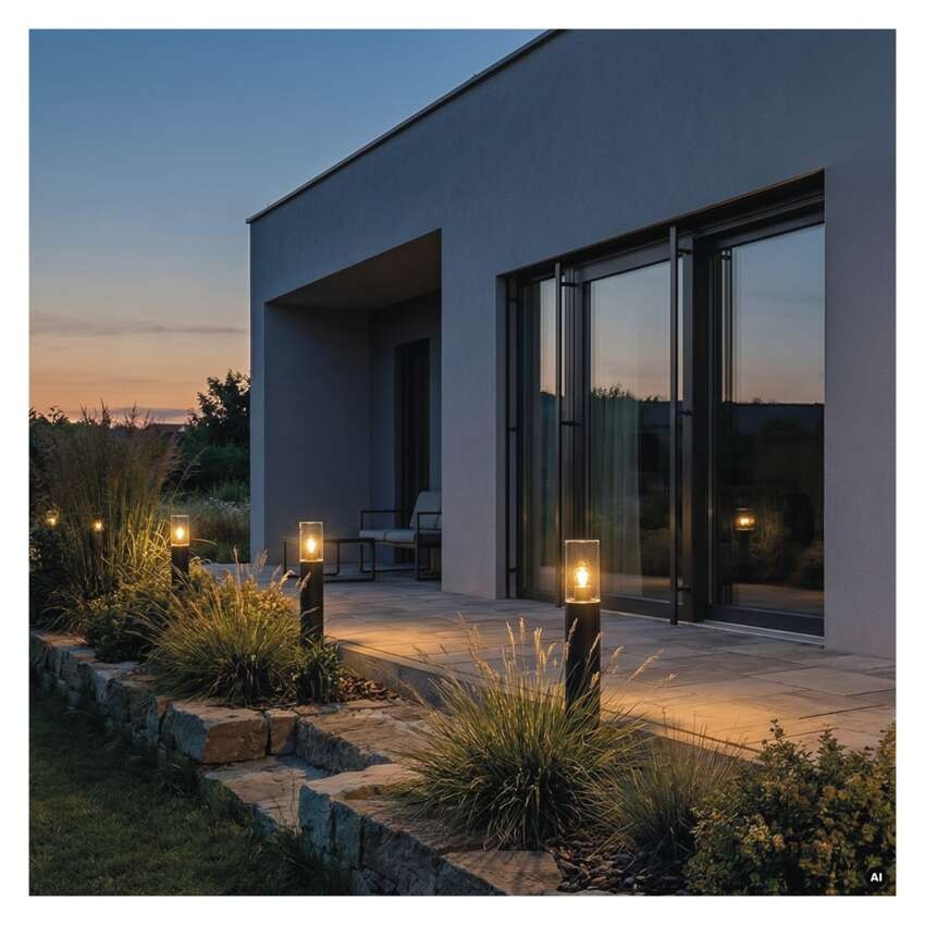 Garten-Pollerleuchte ZALA, 14 x 14 x 50 cm, 1 x E27, 15 W
