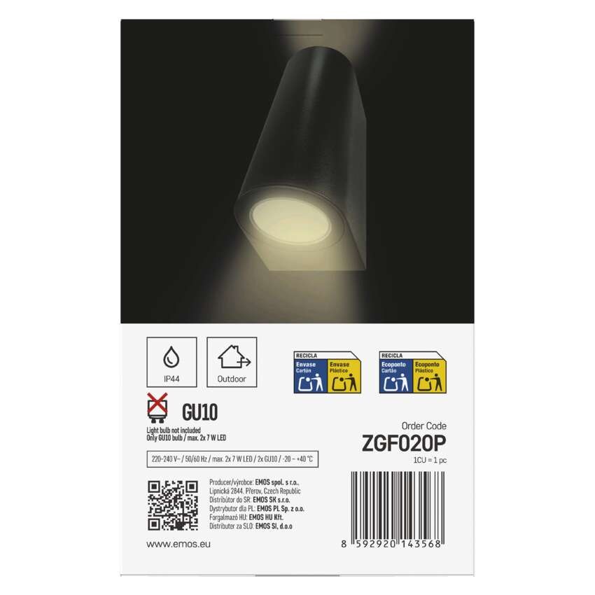 LED aiavalgusti OCULUS, 8,8 × 6,7 × 15,3 cm, 2 × GU10, 2× 7W