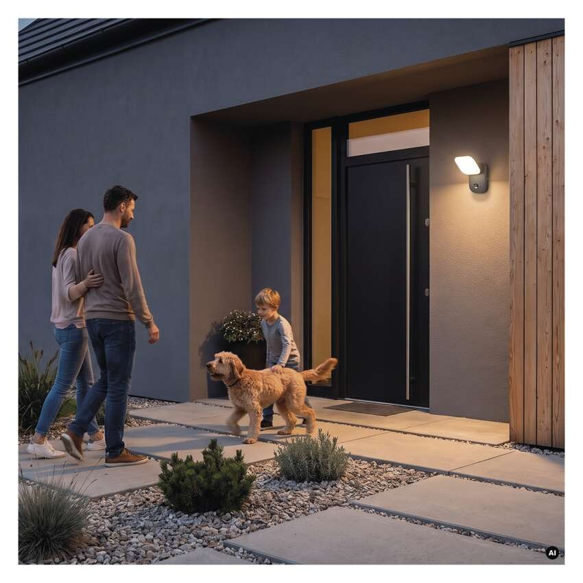 LED kerti fali lámpa NIKA szürkületérzékelővel, 12 x 12 x 20 cm, 12,8 W, meleg fehér